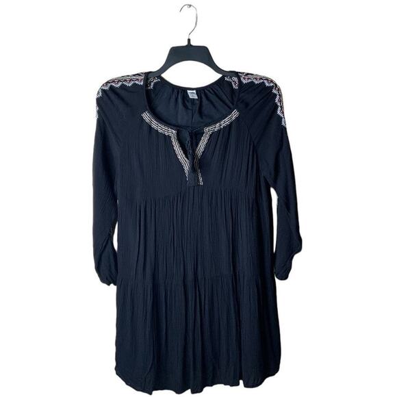Old Navy Tops - Old Navy Tunic Blouse Peasant Top Womens Small Petite Embroidered Trimmed Boho